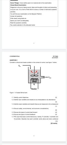 Solved Consider a stirred tank heater problem in the context | Chegg.com