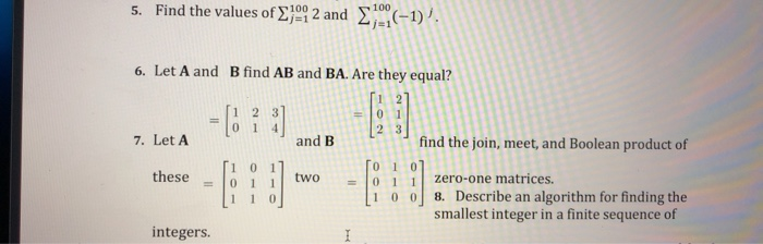 Solved 5. Find the values of00 2 and -1) 6. Let A and B find | Chegg.com