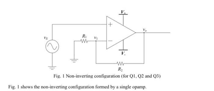 Solved + + Vs R on V. w R2 Fig. 1 Non-inverting | Chegg.com