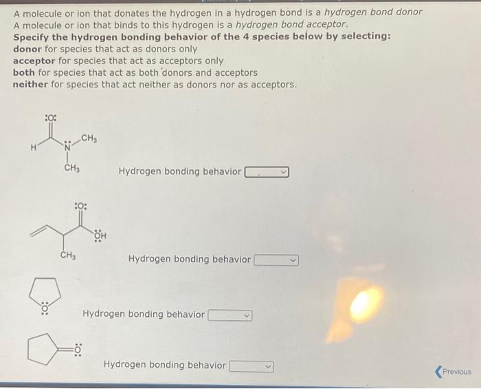 Solved A molecule or ion that donates the hydrogen in a | Chegg.com