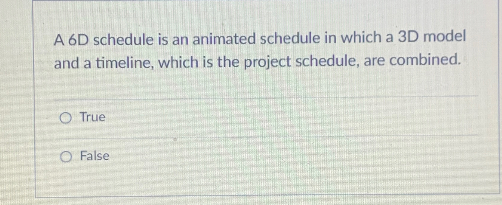 Solved A 6D schedule is an animated schedule in which a 3D | Chegg.com
