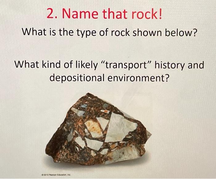 Solved 2. Name that rock! What is the type of rock shown | Chegg.com