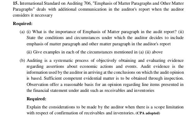 15. International Standard on Auditing 706, 