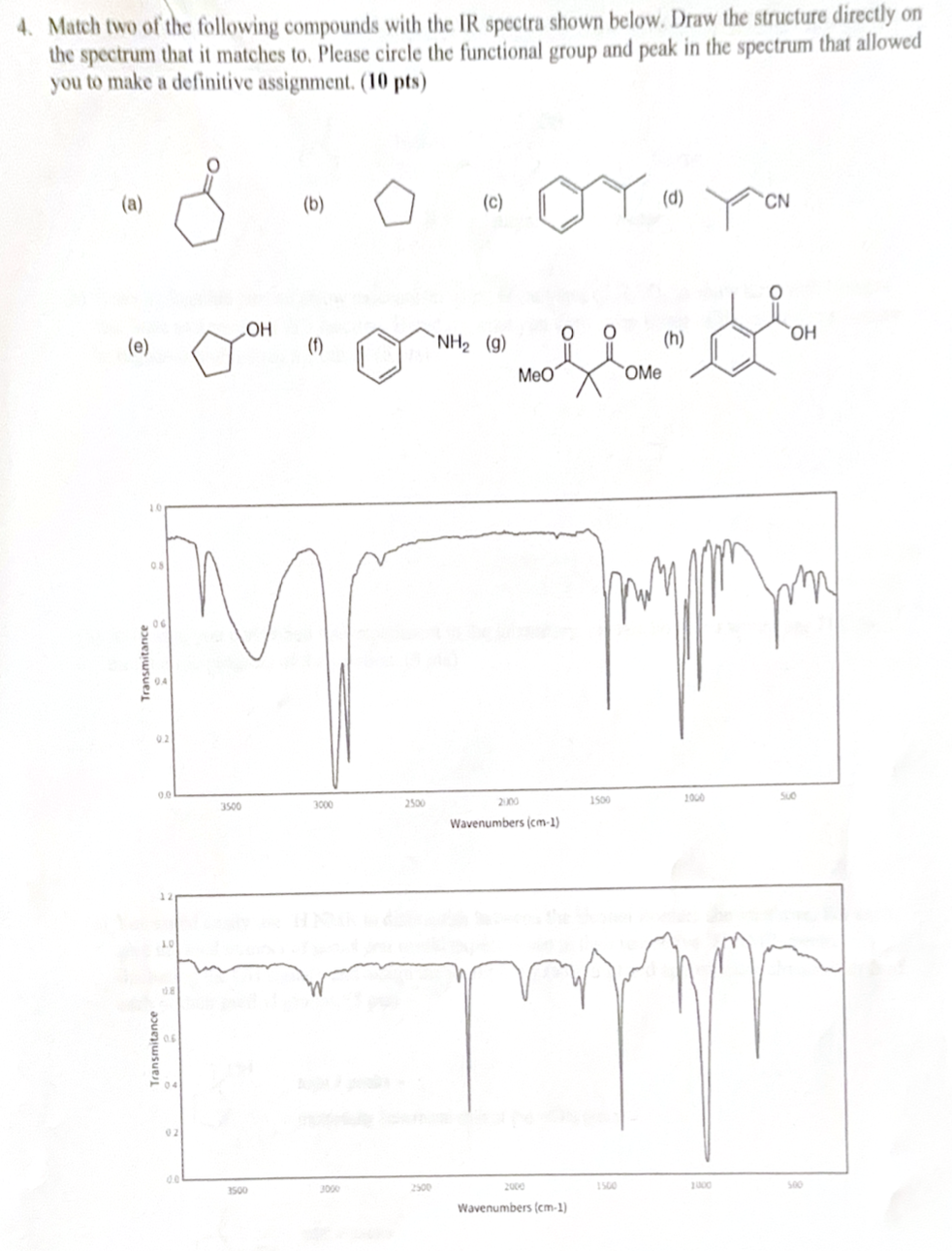 Solved Match two of the following compounds with the IR | Chegg.com