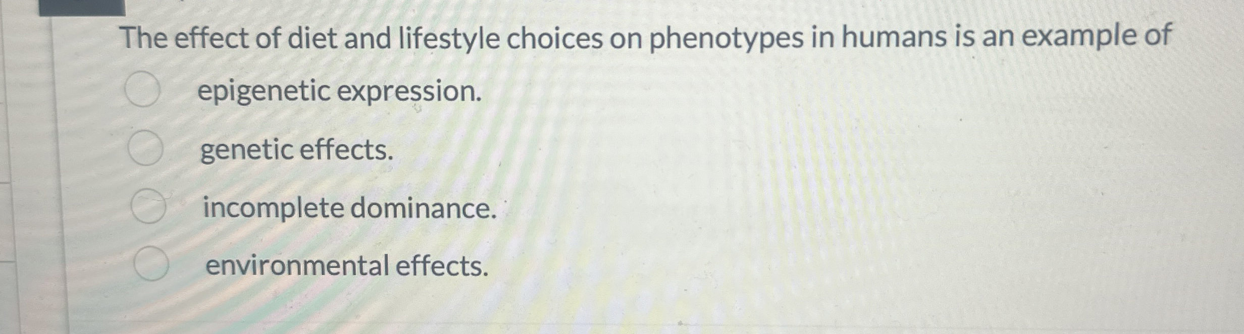Solved The effect of diet and lifestyle choices on | Chegg.com
