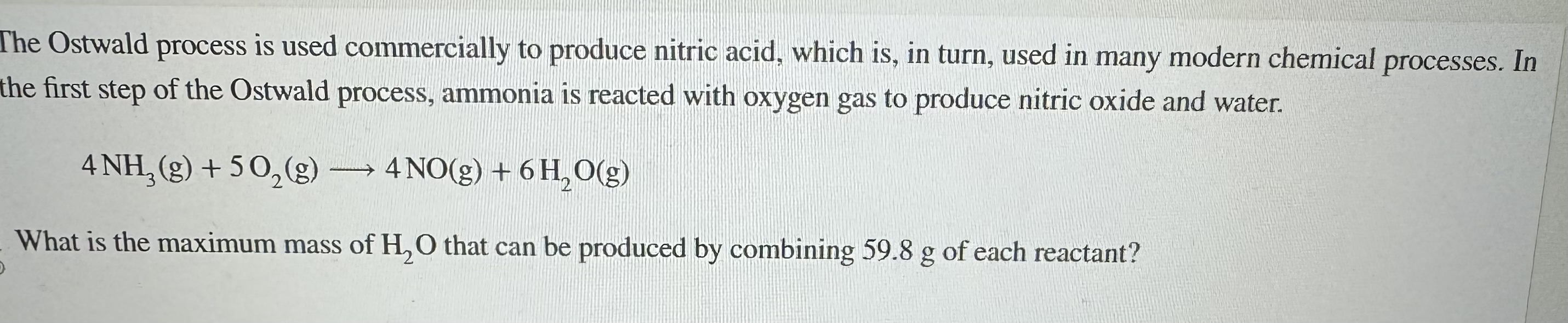 Solved The Ostwald process is used commercially to produce