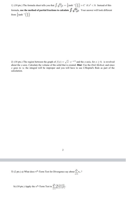 Solved 1) (10pts.) The formula sheet tells you that S (1)+C | Chegg.com