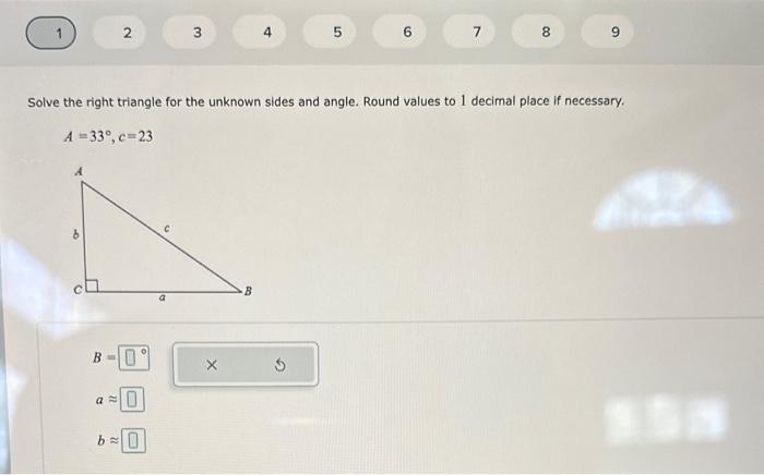 Solved Solve the right triangle for the unknown sides and | Chegg.com