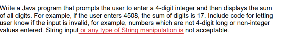 Solved Write a Java program that prompts the user to enter a | Chegg.com