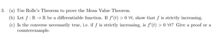 Solved (a) Use Rolle's Theorem to prove the Mean Value | Chegg.com