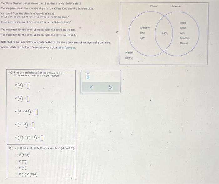 Solved The Venn olagram below shows the 17 students in Ms. | Chegg.com