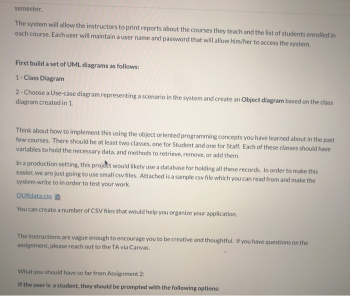 Online University Registration (OUR) System (Part 2) | Chegg.com