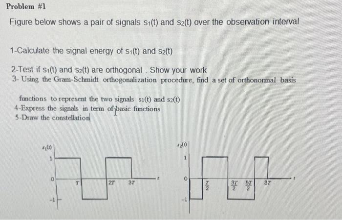 Solved Figure below shows a pair of signals s1(t) and s2(t) | Chegg.com