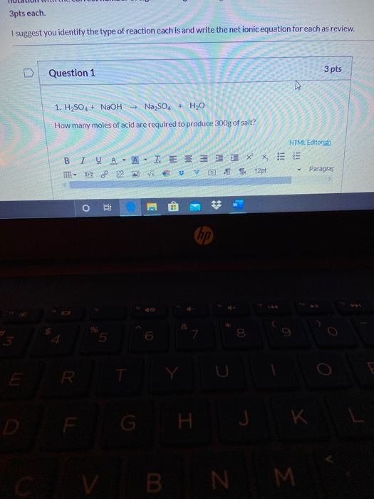 Solved 3pts each I suggest you identify the type of reaction | Chegg.com