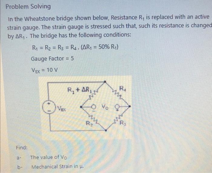 Solved Problem Solving In the Wheatstone bridge shown below, | Chegg.com