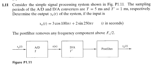 Solved 1.11 ﻿Consider the simple signal processing system | Chegg.com
