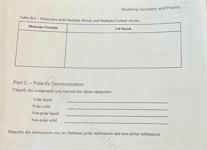 Modeling Geometry and Polarity Table B.4Molecules