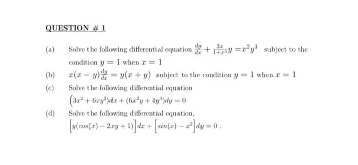Solved (a) Solve the following differential equation | Chegg.com