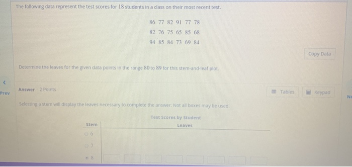 Solved The following data represent the test scores for 18 | Chegg.com