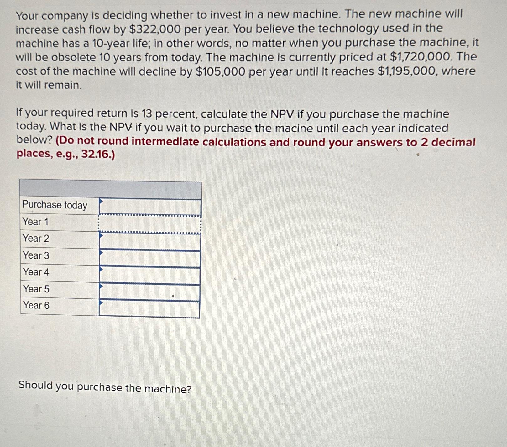 Solved Your company is deciding whether to invest in a new | Chegg.com