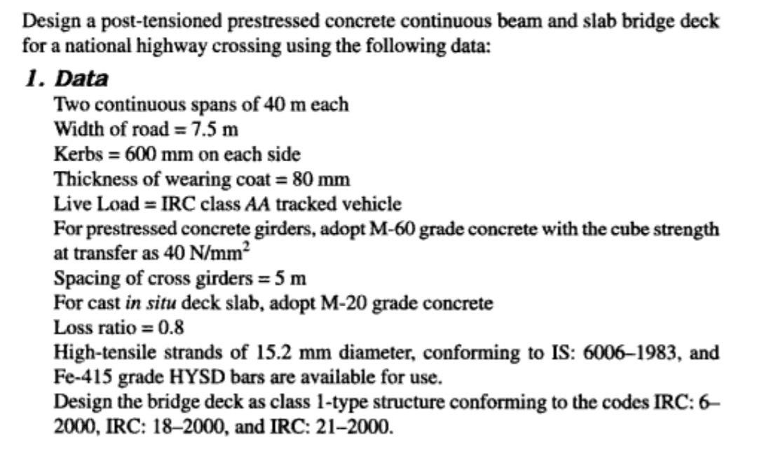 Solved Design a post-tensioned prestressed concrete | Chegg.com