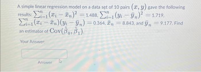 Solved A simple linear regression model on a data set of 20 | Chegg.com