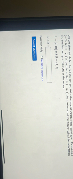 Solved Use the given sets below to find the new set. Write | Chegg.com