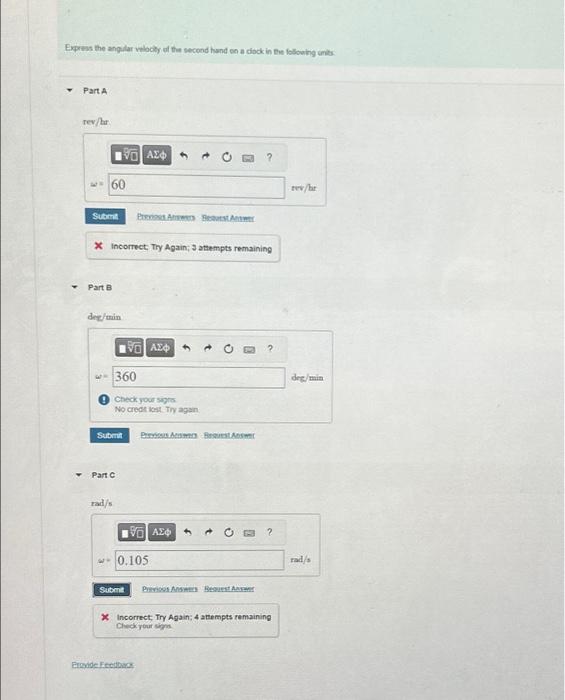 Solved Express the angular velocity of the second hand on a