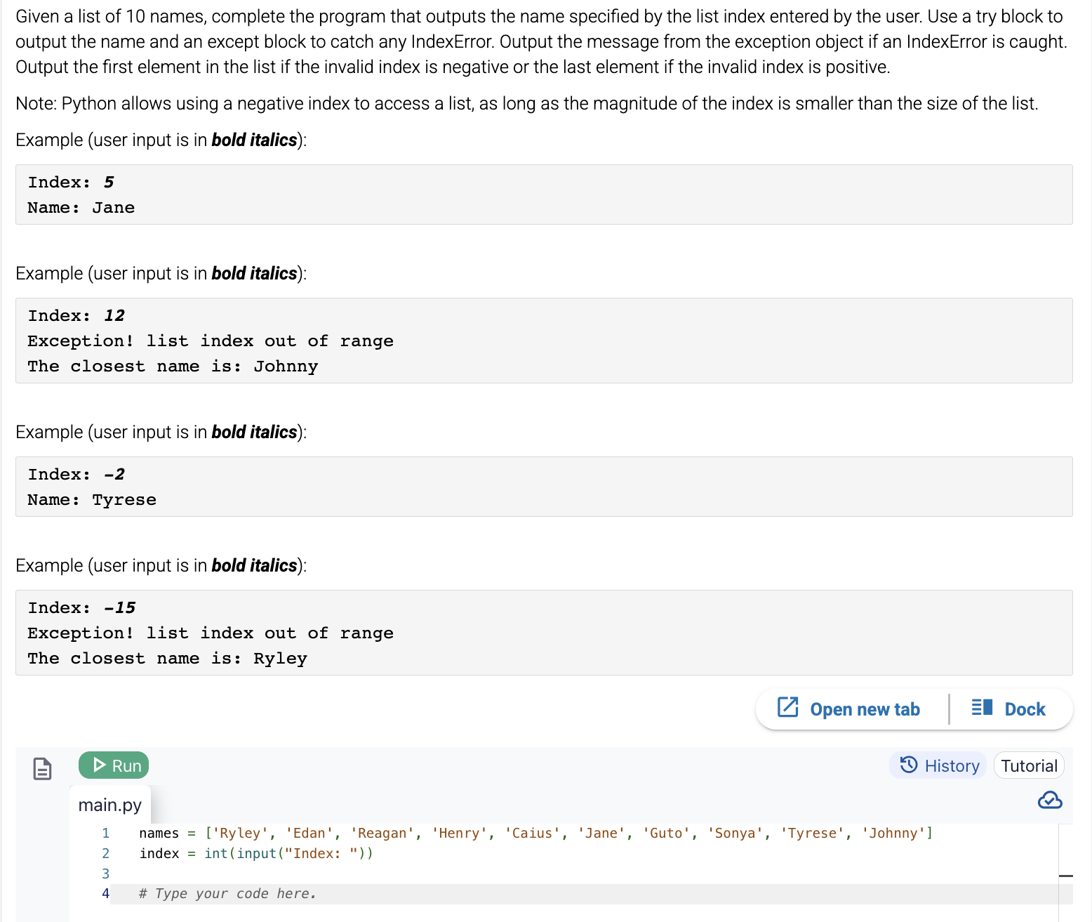 Solved Given a list of 10 names, complete the program that | Chegg.com