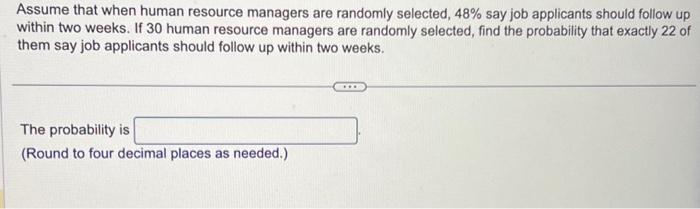 Solved Assume that when human resource managers are randomly | Chegg.com