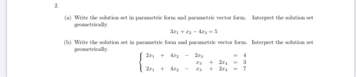 describe the solution set in parametric vector form