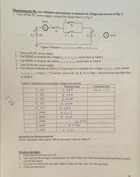 Solved Measurement 6 use voltmeter and ammeter to measure