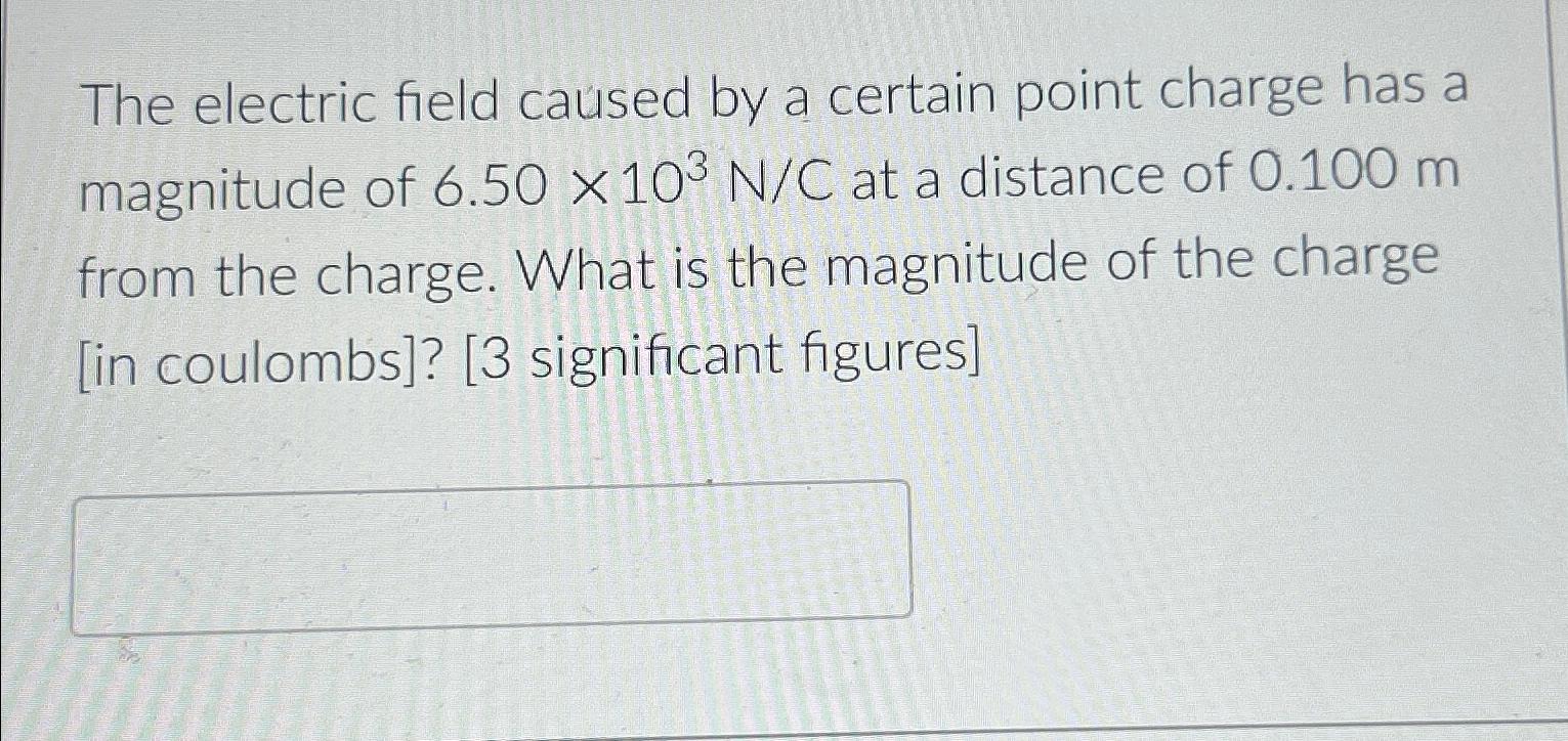 Solved The electric field caused by a certain point charge | Chegg.com