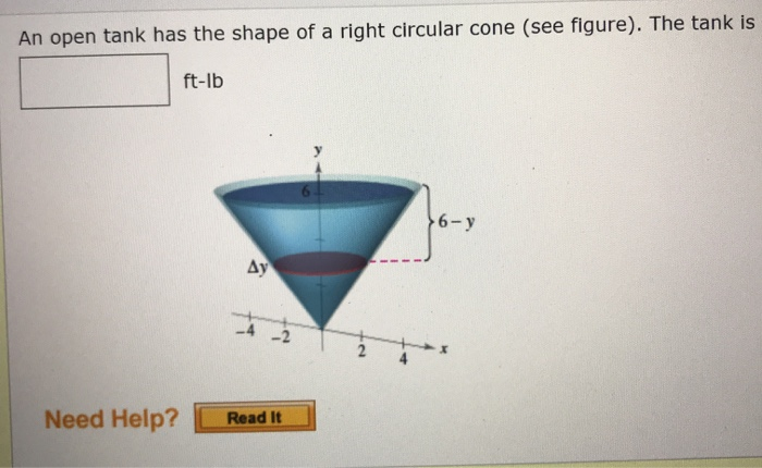 Solved An open tank has the shape of a right circular cone | Chegg.com