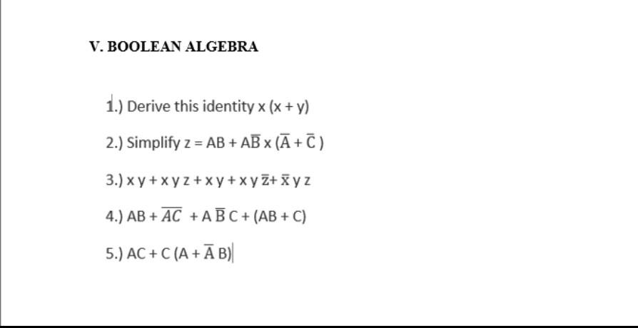 Solved V Boolean Algebra 1 Derive This Identity X X Y Chegg Com