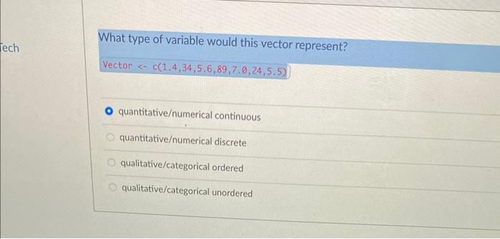 Solved What type of variable would this vector represent? | Chegg.com