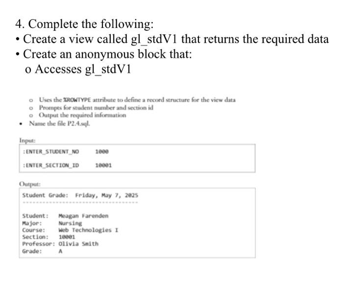 Solved 2. Create An Anonymous Block That Return The Average | Chegg.com