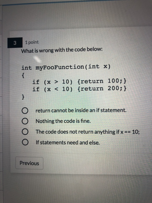Solved 3 1 point What is wrong with the code below: int | Chegg.com