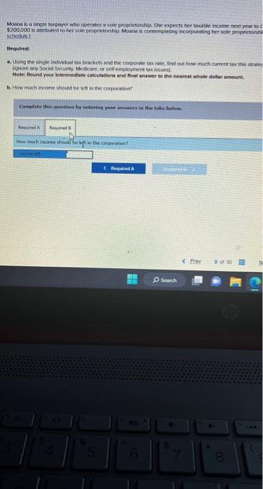 Solved Moana is a single taxpayer who operates a sole | Chegg.com
