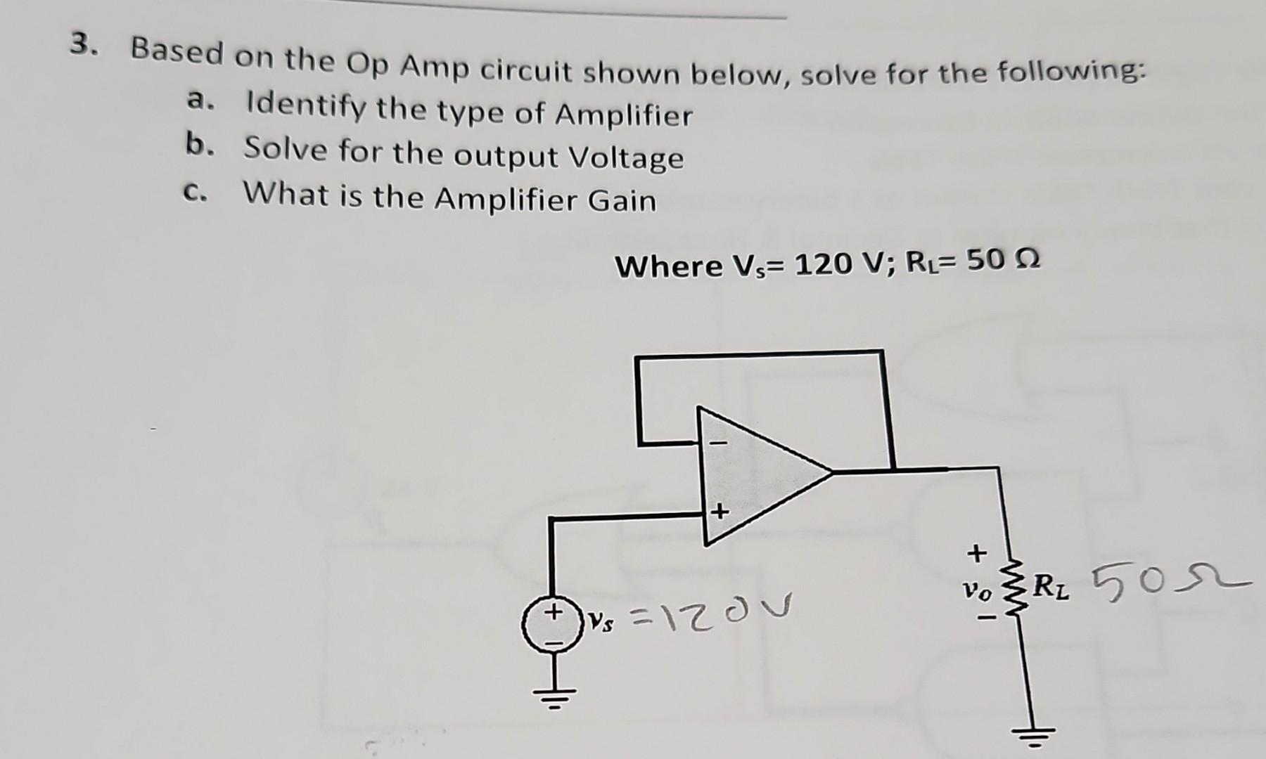 Solved 3. Based On The Op Amp Circuit Shown Below, Solve For | Chegg.com