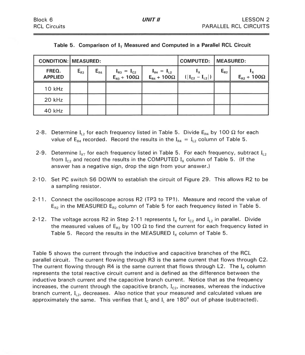 Solved Block 6UNIT /LESSON 2RCL CircuitsPARALLEL RCL | Chegg.com