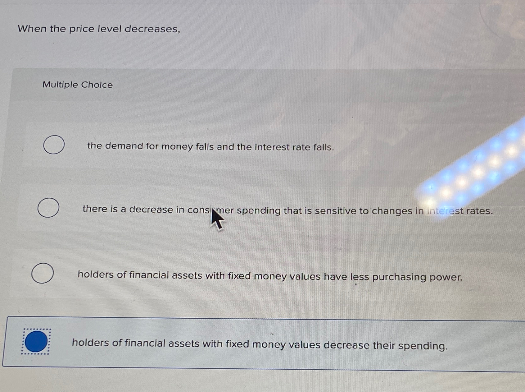 Solved When the price level decreases,Multiple Choicethe | Chegg.com