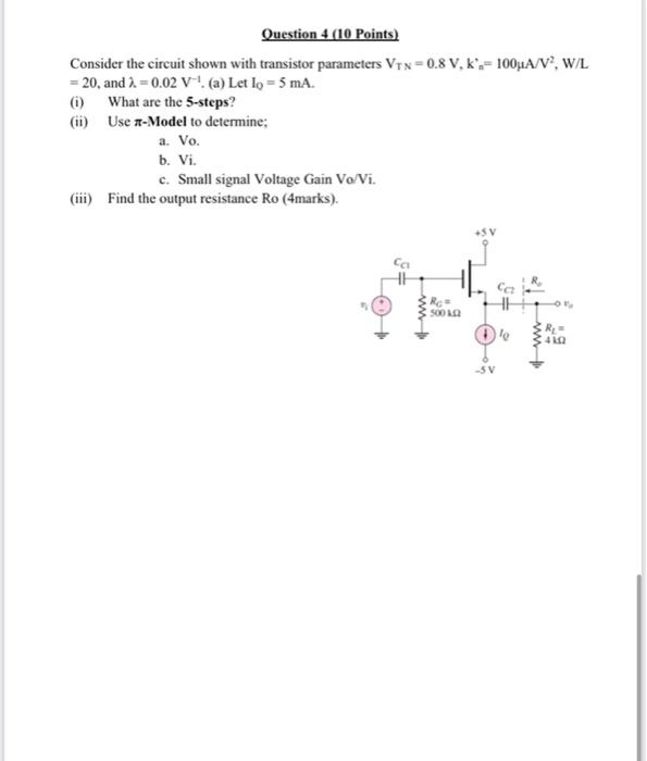 Solved Question 4 (10 Points) Consider the circuit shown | Chegg.com