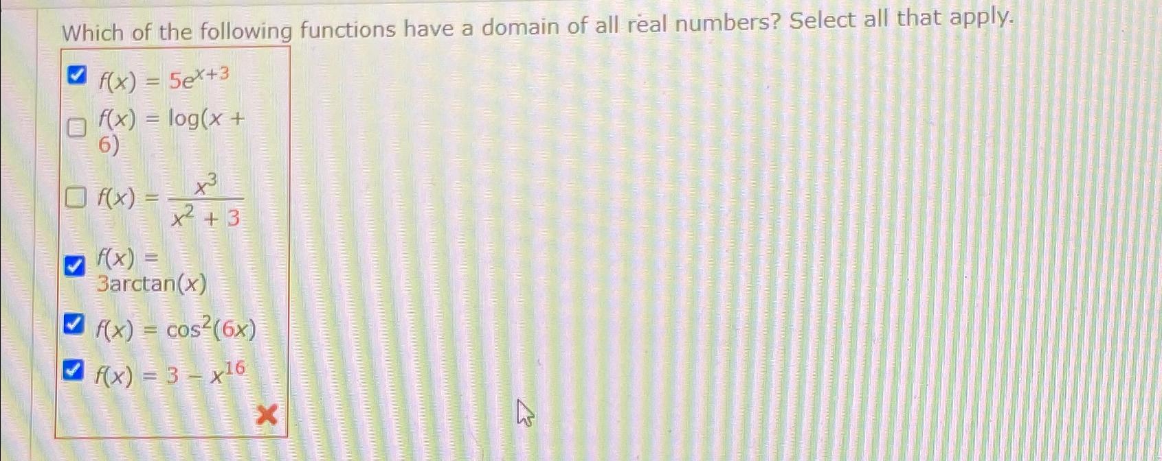 Solved Which of the following functions have a domain of all | Chegg.com