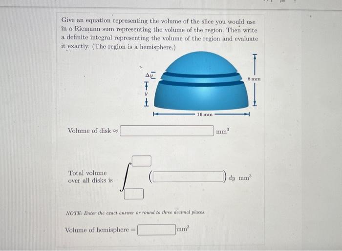 Solved Give an equation representing the volume of the slice | Chegg.com