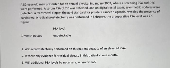 Solved A 52-year-old man presented for an annual physical in | Chegg.com