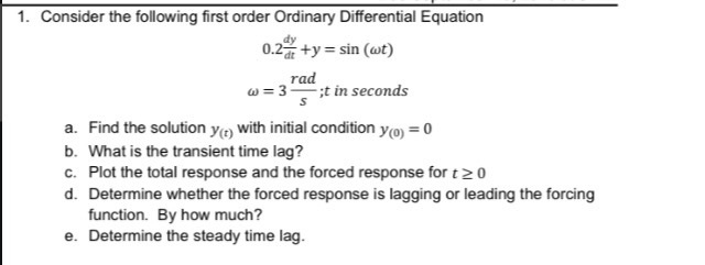 Solved 1. Consider the following first order Ordinary | Chegg.com