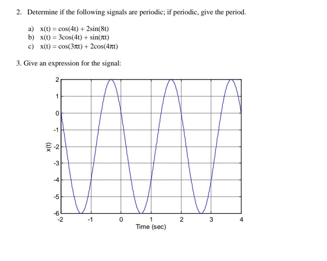 Solved 2. Determine if the following signals are periodic;