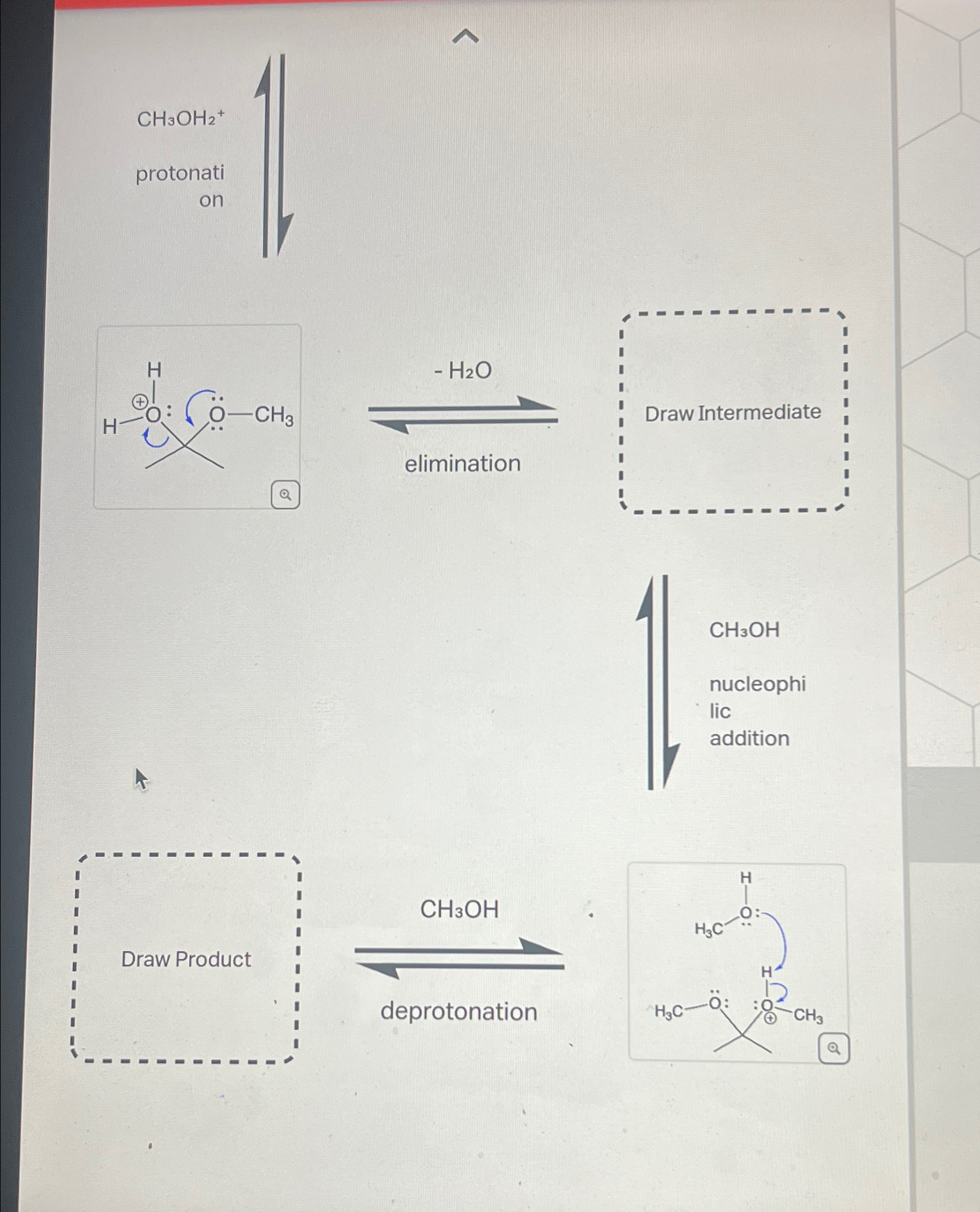 Solved CH3OH2+? on Draw Intermediate | Chegg.com
