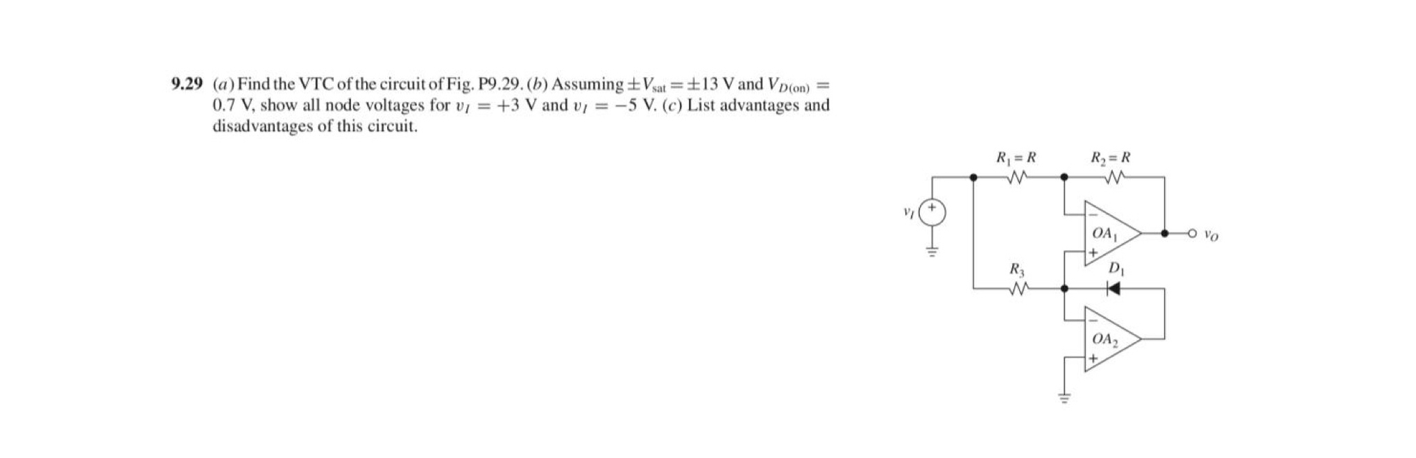 Solved 9.29 (a) ﻿Find the VTC of the circuit of Fig. | Chegg.com